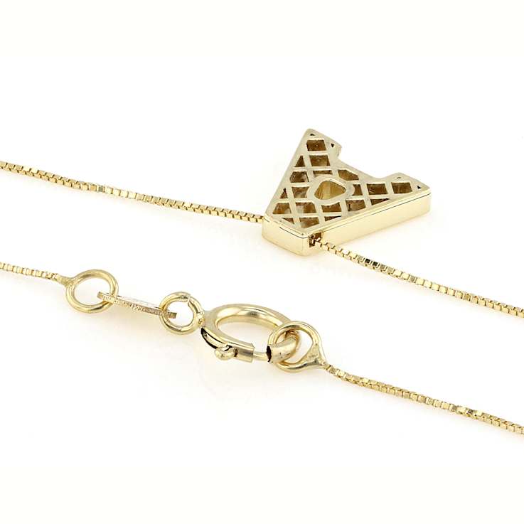 Block Letter A Initial Necklace In 10K Yellow Gold