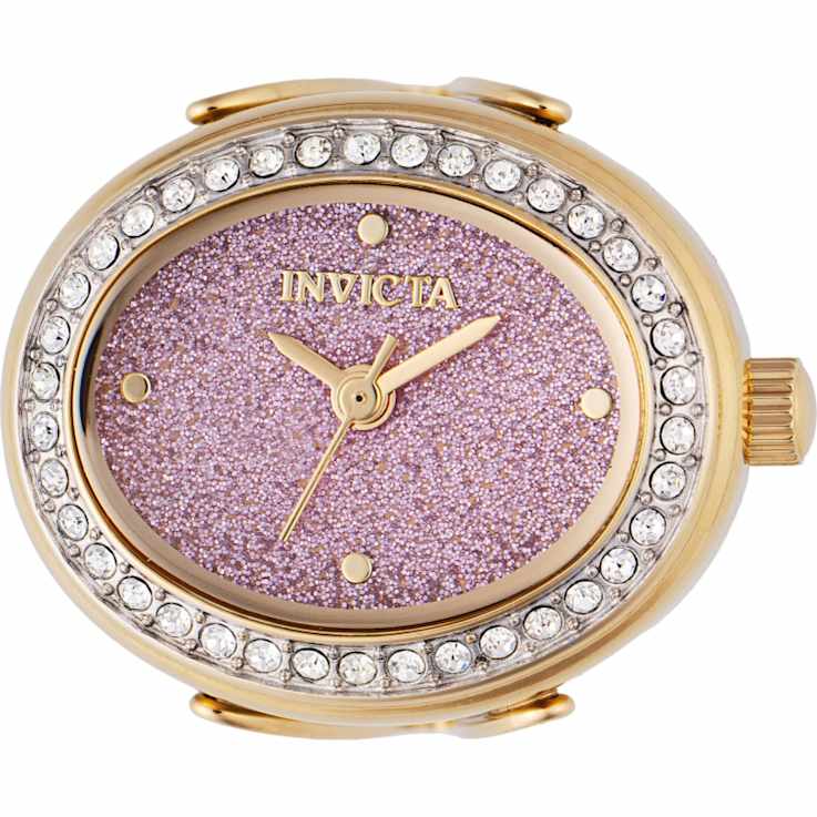 Invicta Mini 24mm Pink Dial Yellow Stainless Steel Band Quartz Ring Watch