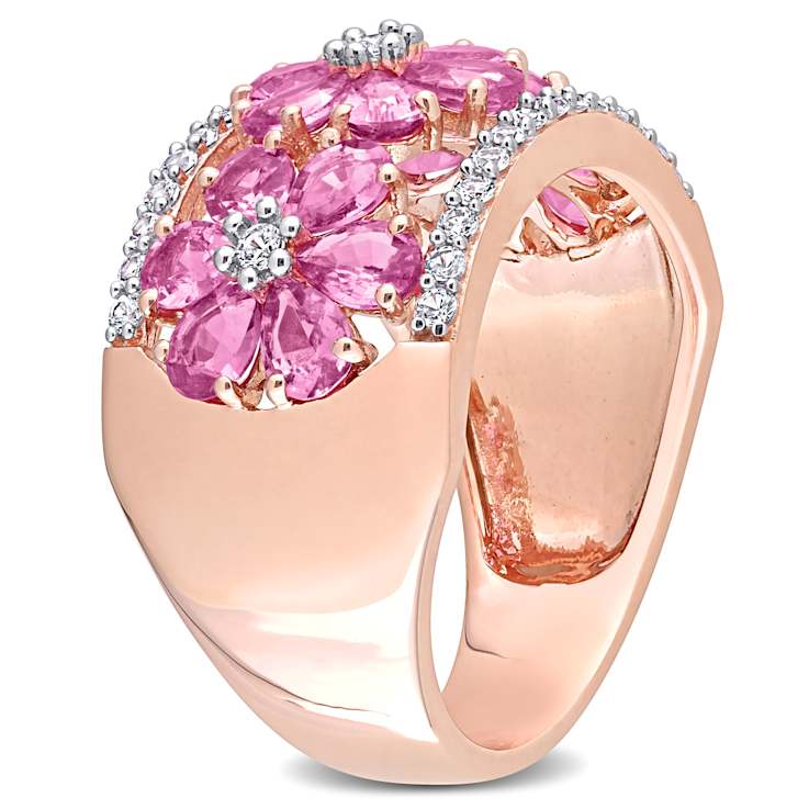 Pink, White Sapphire 14K Rose Gold Ring 3.92ctw