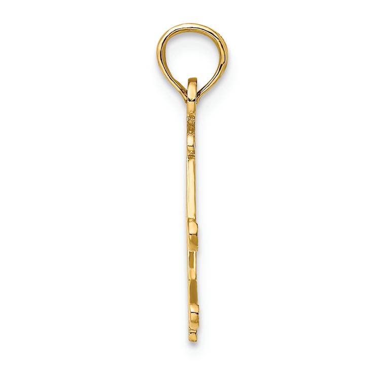 14k Yellow Gold Polished and Textured Snow Skis, Boot and Pole Charm