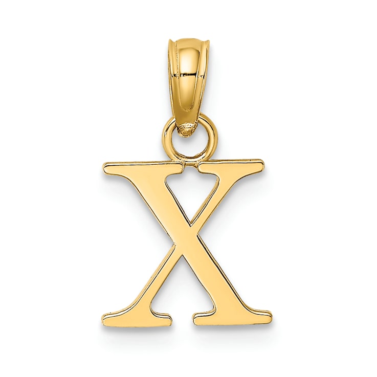 14k Yellow Gold Polished Block Letter X Initial Pendant
