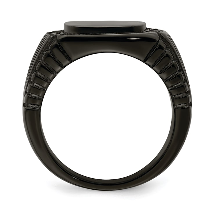 Stainless Steel Polished Black IP-plated with Black Cubic Zirconia
Signet Ring