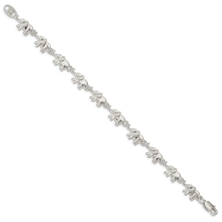 Sterling Silver Elephants Bracelet