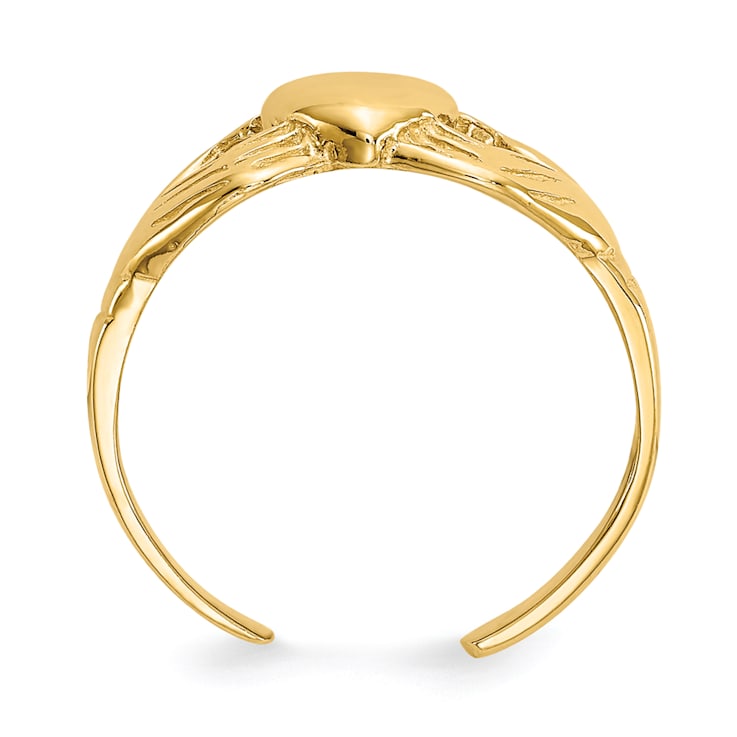 14K Yellow Gold Polished Claddagh Toe Ring