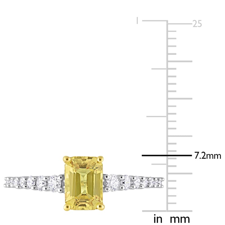 Yellow Sapphire and Diamond 14K White Gold Ring 1.10ctw