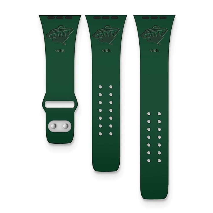 Gametime NHL Minnesota Wild Debossed Silicone Apple Watch Band (38/40mm
M/L). Watch not included.
