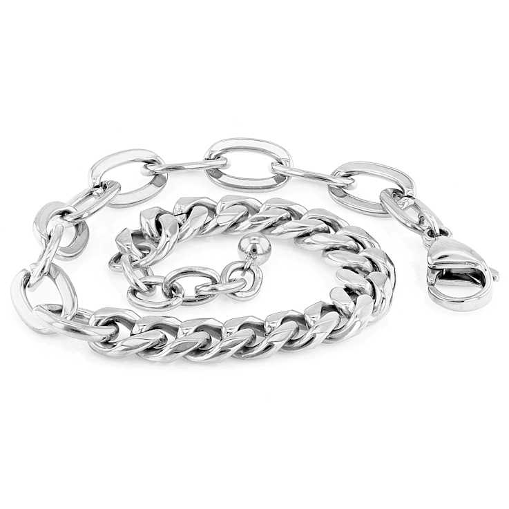 Multi-Link Bracelet With Extender In Silver-Tone