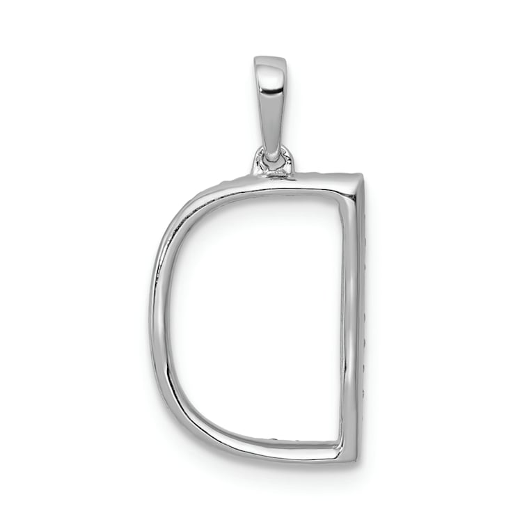 Rhodium Over 14K White Gold Diamond Letter D Initial Pendant