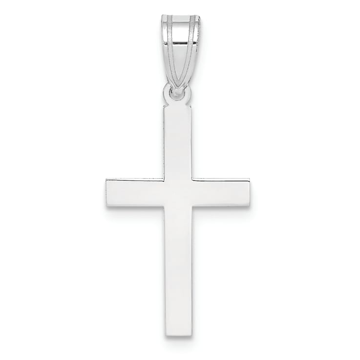 Rhodium Over 14k White Gold Polished Cross Pendant