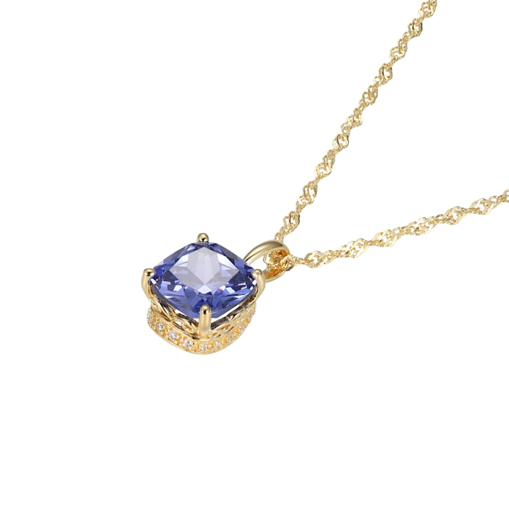 Blue And White Cubic Zirconia 18k Yellow Gold Over Silver December
Birthstone Pendant 6.72ctw