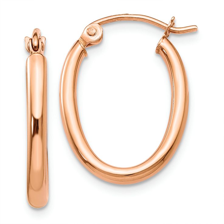 14k Rose Gold 13/16" Oval Hoop Earrings