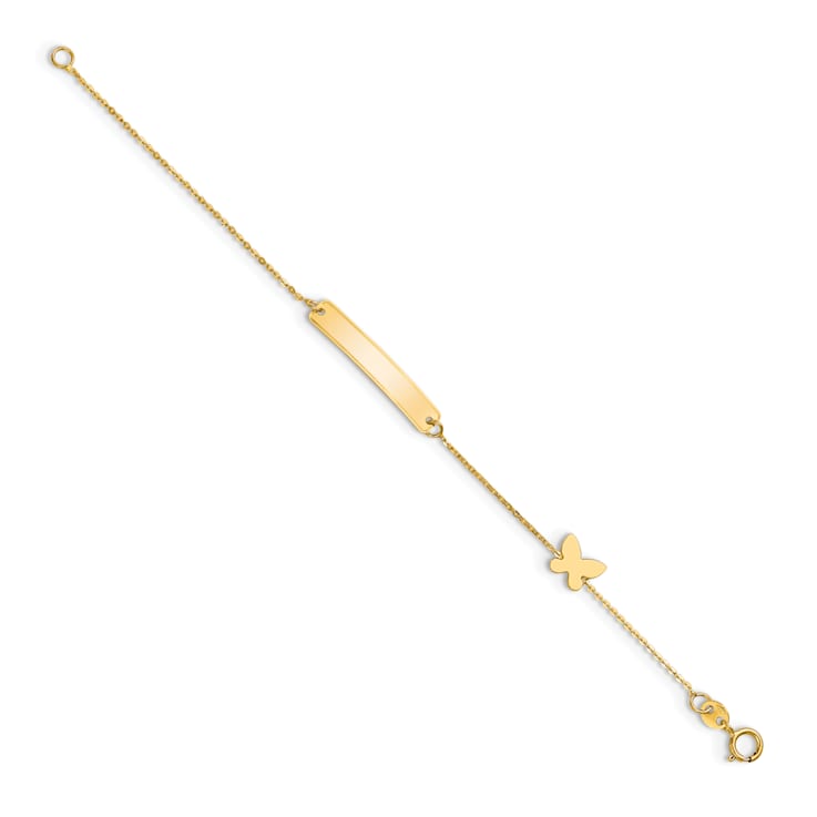 14K Yellow Gold Polished 5.5-inch Butterfly ID Bracelet