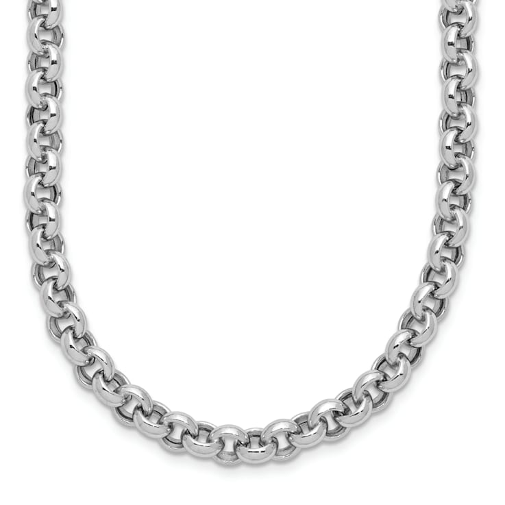 Rhodium Over 14k White Gold 18-inch 5mm Polished Fancy Rolo Link Necklace