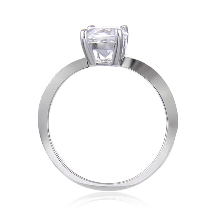 Rhodium Over Sterling Silver White Topaz Solitaire Ring 2.50ct