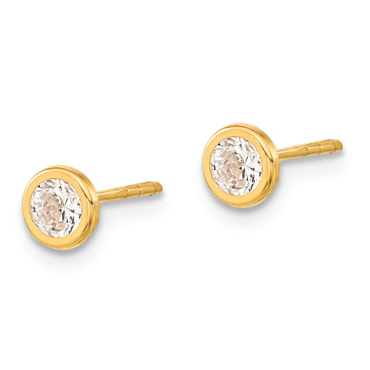 14k Yellow Gold 4.5mm Polished Circle Bezel with Cubic 14k Yellow Gold 4.5mm Polished Circle Bezel with Cubic