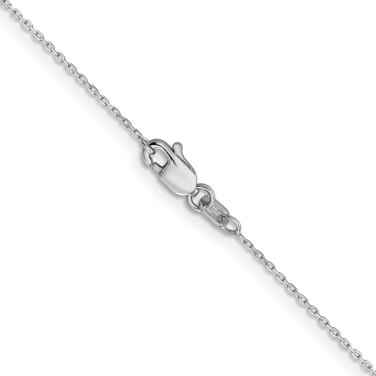 Rhodium Over 10k White Gold 0.8mm Diamond-Cut Cable 18 Inch Chain