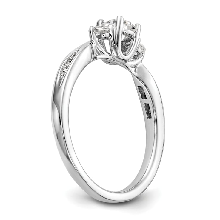 Rhodium Over 14K White Gold Lab Grown Diamond VS/SI GH, 3-Stone Complete
Engagement Ring 0.617ctw