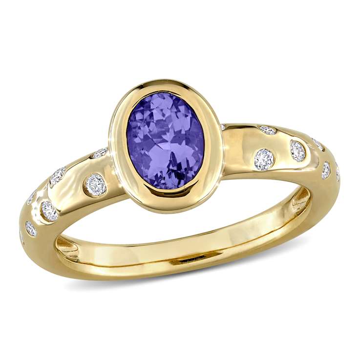 Tanzanite and Diamond 10K Yellow Gold Ring 0.97ctw