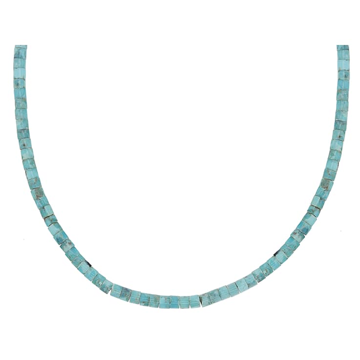 Turquoise Heshi Bead Necklace In Sterling Silver