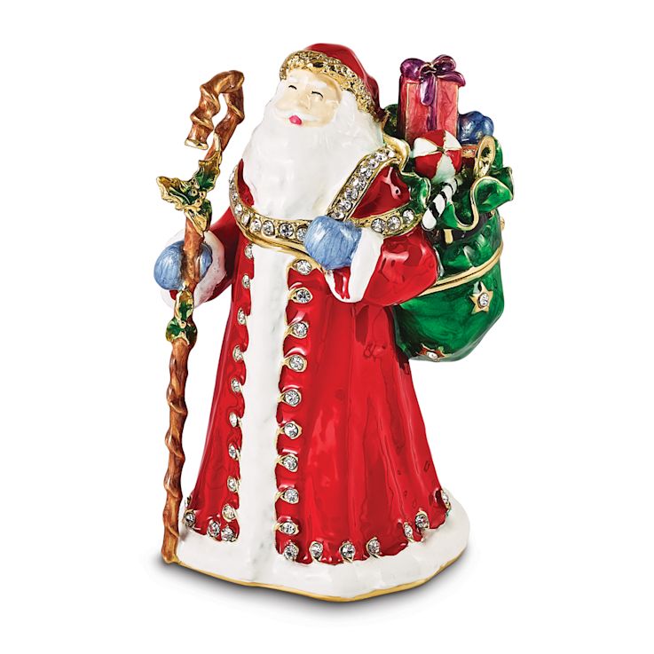 NOBLE Santa with Gifts & Staff Trinket Box