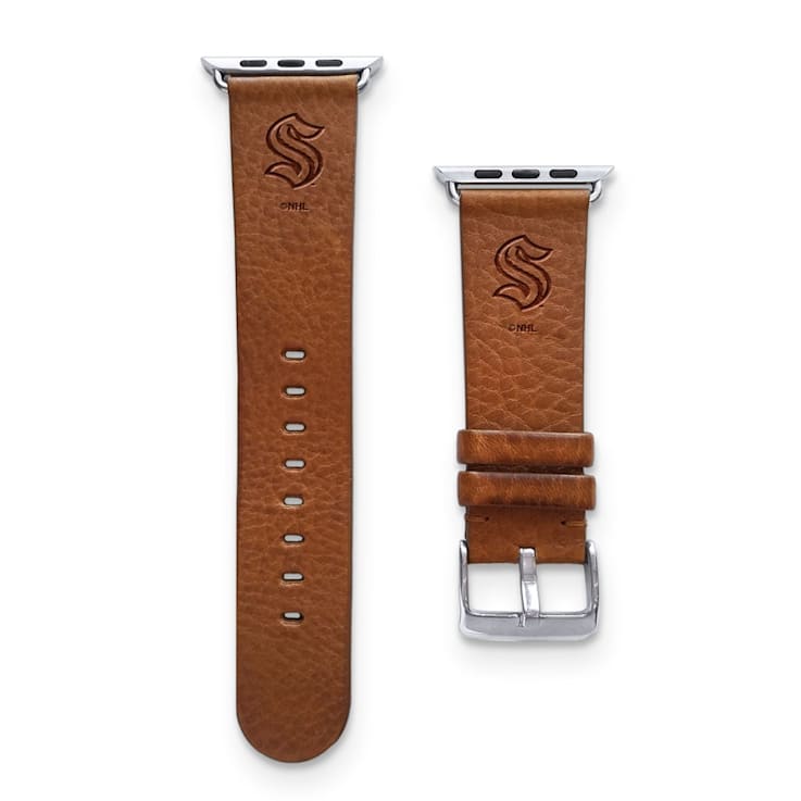 Gametime NHL Seattle Kraken Tan Leather Apple Watch Band (42/44mm S/M).
Watch not included.