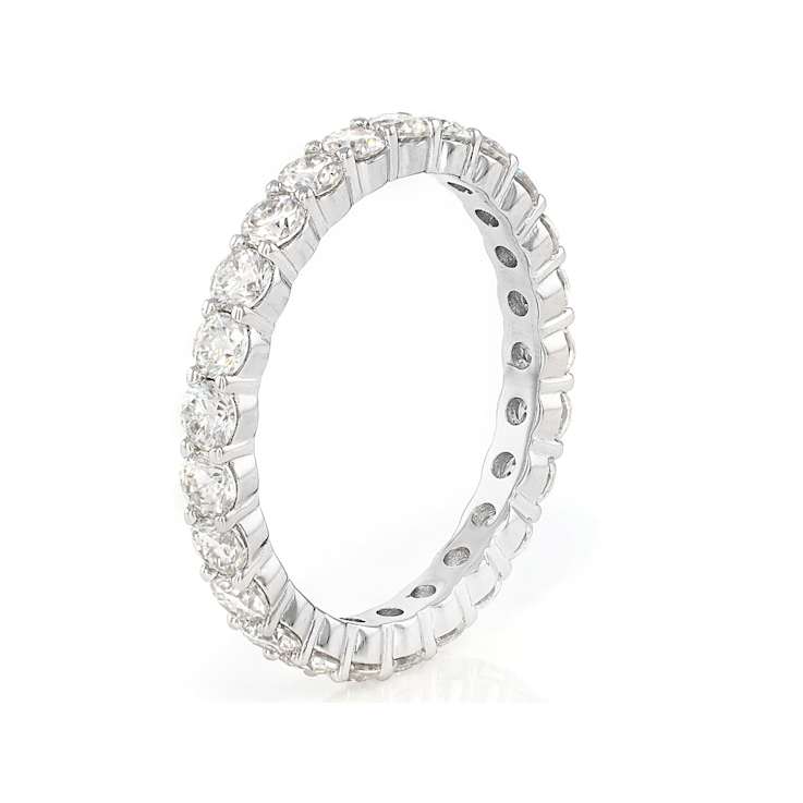 Moissanite Eternity Band In PlatInum-Enhanced Sterling Silver