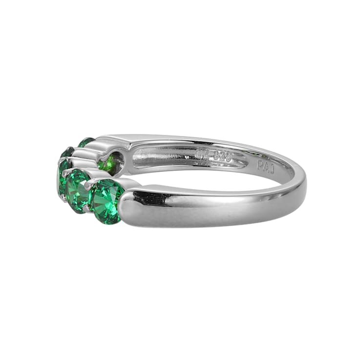 Green Cubic Zirconia Platinum Over Sterling Silver Ring 1.98ctw