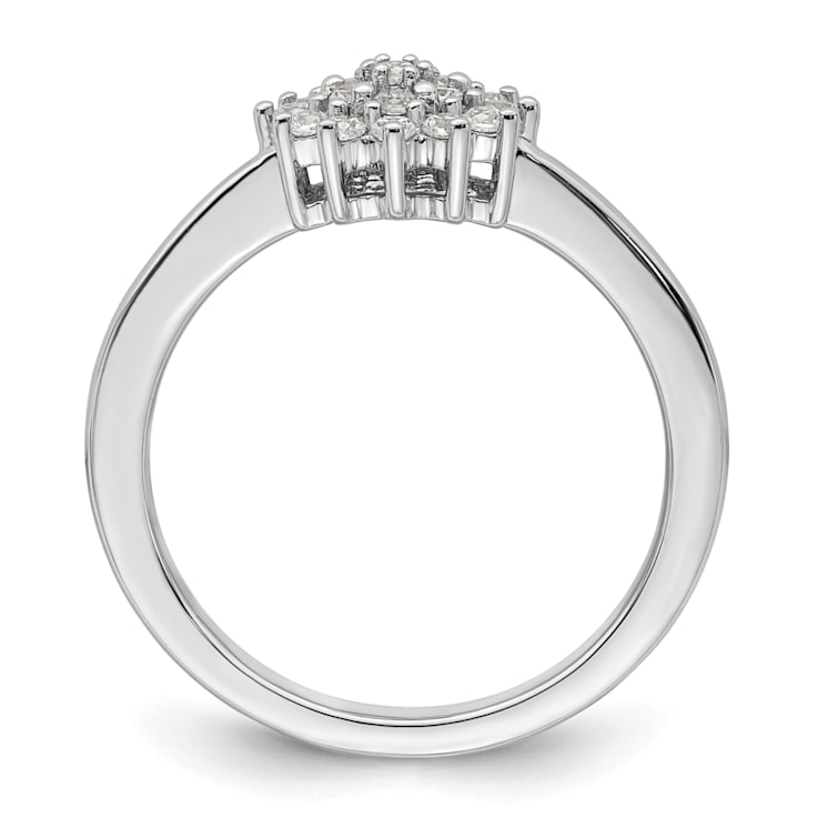 Rhodium Over 14K White Gold Lab Grown Diamond SI1/SI2, G H I, Cluster Ring