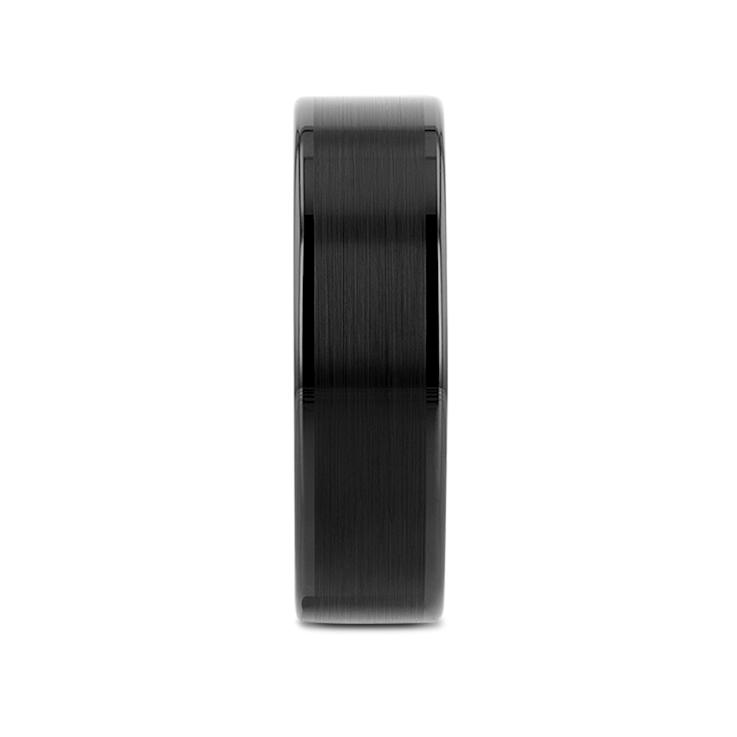 VULCAN Flat Black Tungsten Ring with Brushed Center & Polished Edges 7mm