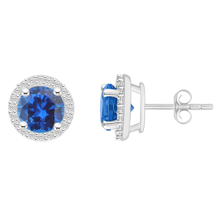 6mm Round Created Sapphire And Created White Sapphire 10k White Gold
Halo Stud Earrings