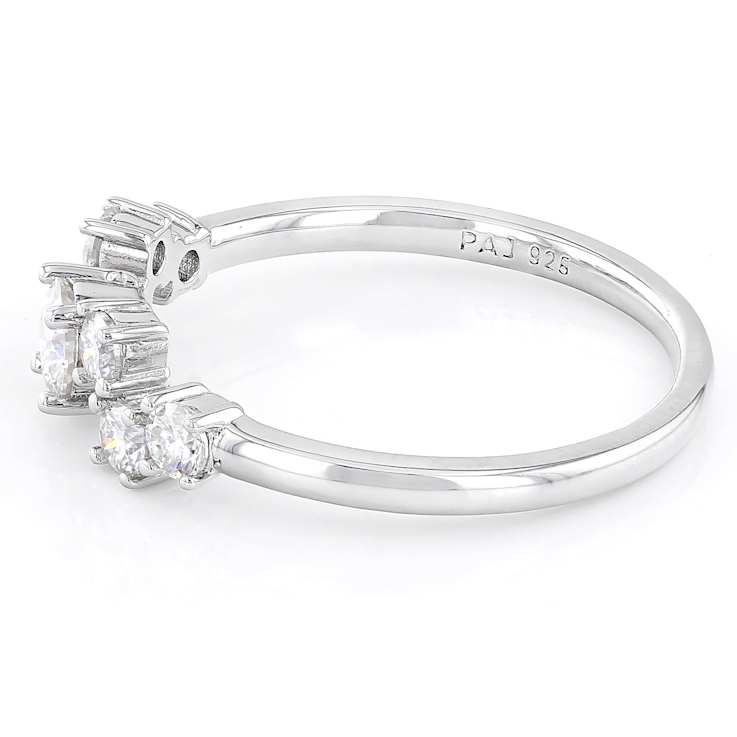 Round Moissanite Ring In Platinum-Enhanced Sterling Silver