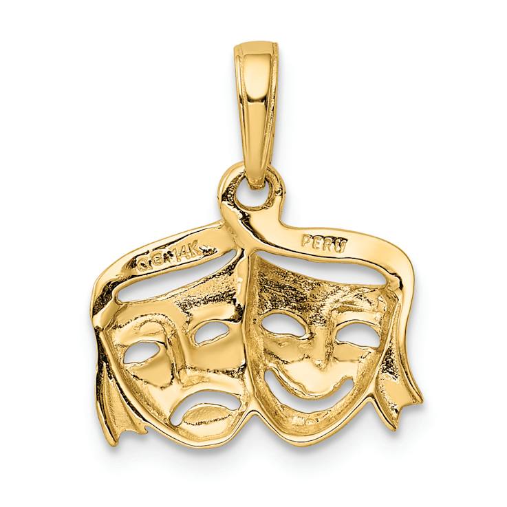 14k Yellow Gold Polished and Textured Comedy and Tragedy Pendant