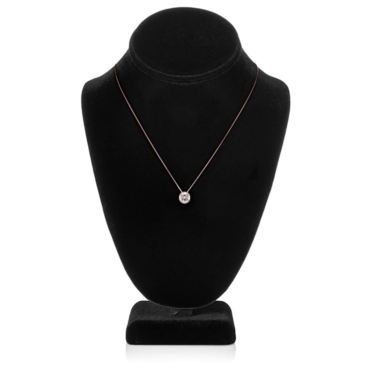 White Cubic Zirconia 14k Rose Gold Pendant With Chain 1.50ctw