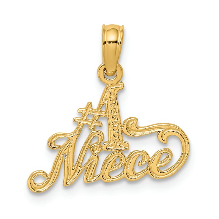 14k Yellow Gold Textured #1 Niece pendant