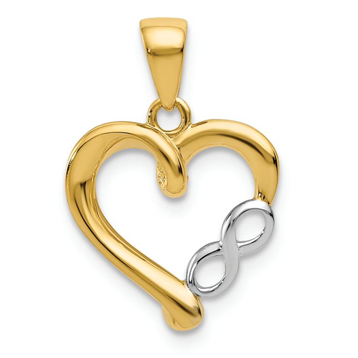14k Two-tone Gold  Infinity Heart Pendant