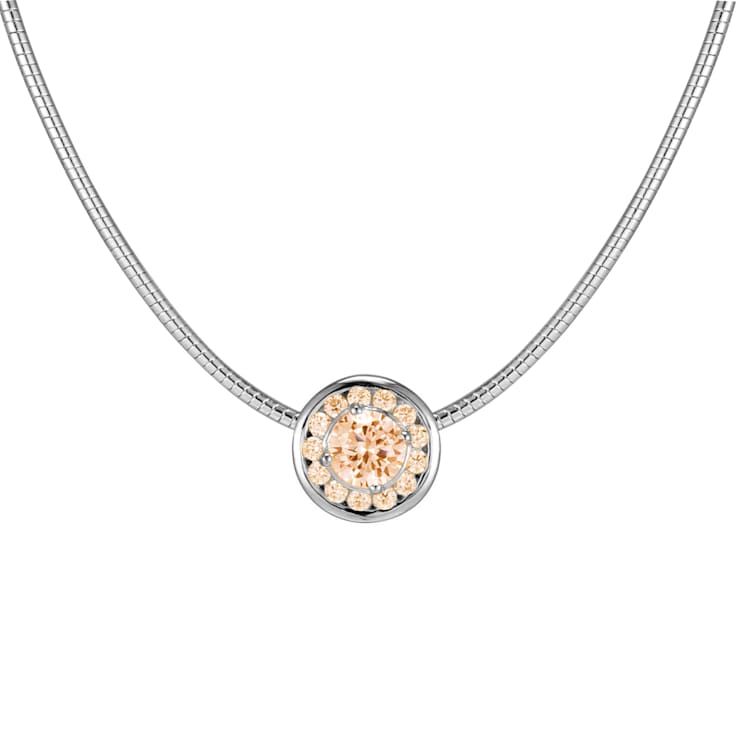 Champagne Cubic Zirconia Rhodium Over Silver Necklace 1.54ctw