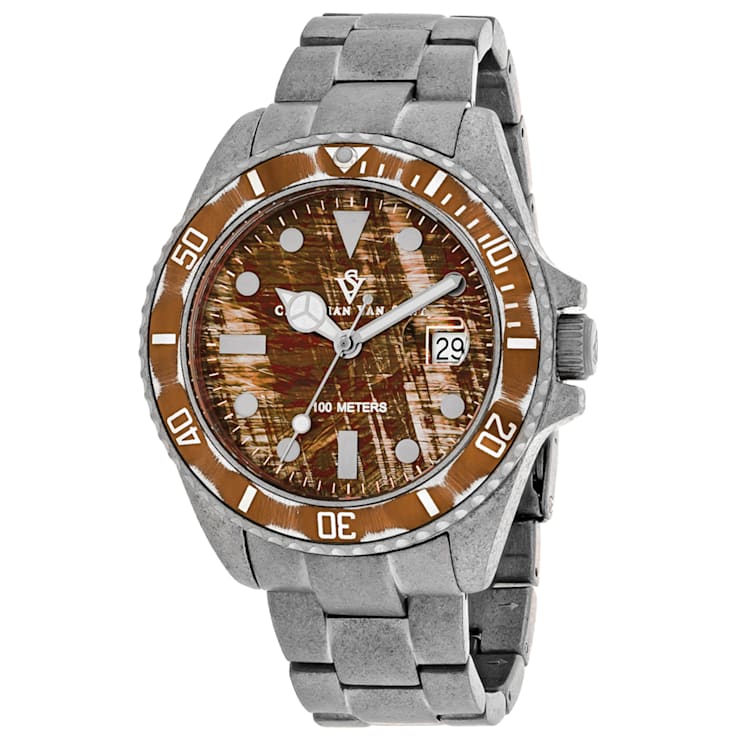 Christian Van Sant Men's Montego Vintage Brown Dial, Silver-tone
Distressed Stainless Steel  Watch