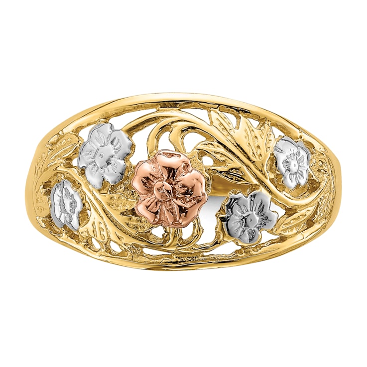 14K Floral Dome Ring