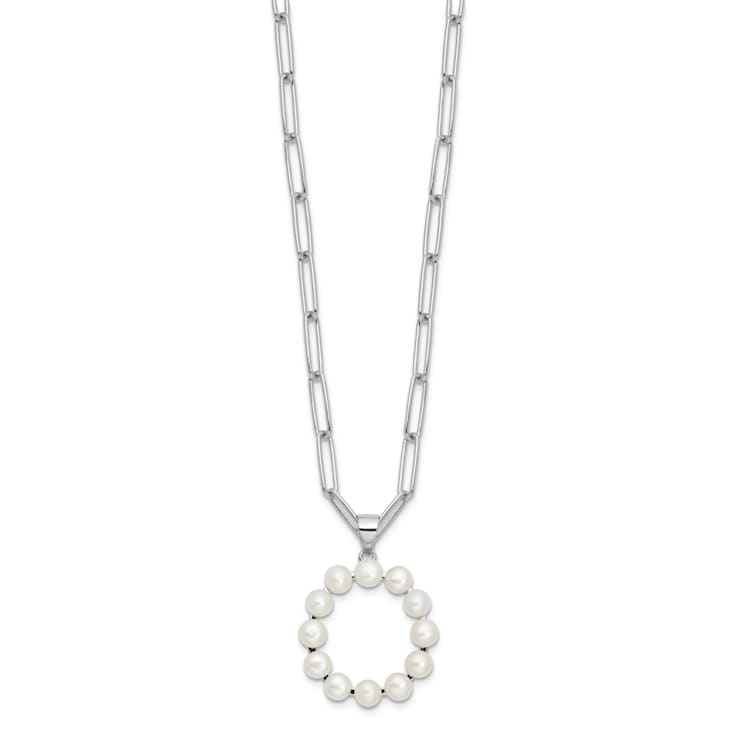 Rhodium Over Sterling Silver 3-5.5mm Freshwater Cultured Pearl LETTER O
18-inch Necklace