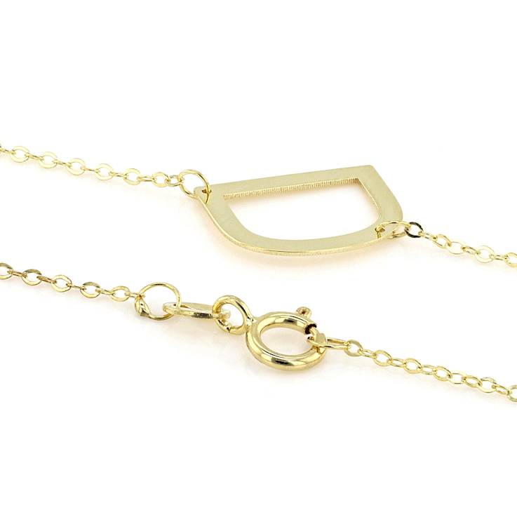 Sideways Initial D Necklace In Solid 14K Yellow Gold 18 Inch
