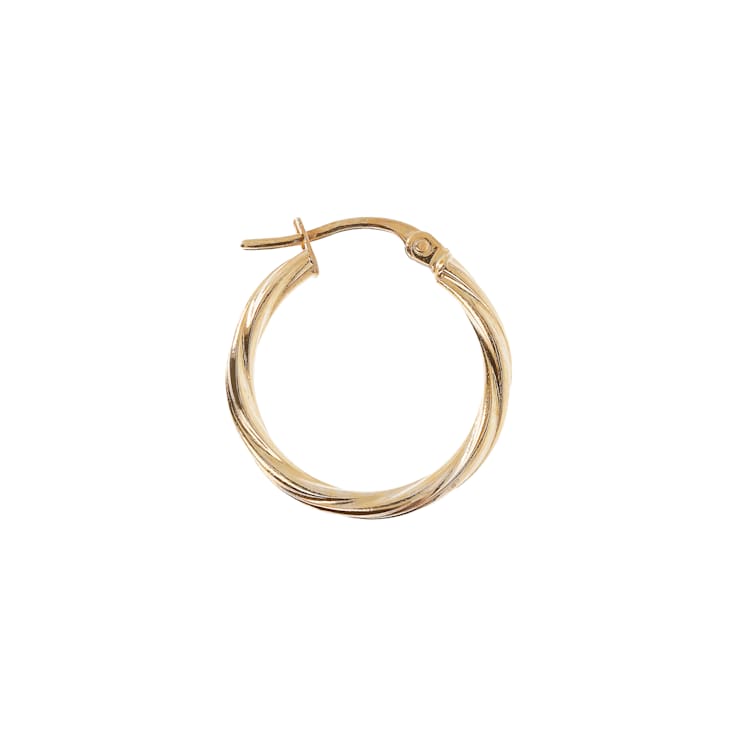 14K Yellow Gold 3/4" Twisted Round Hoop Earrings