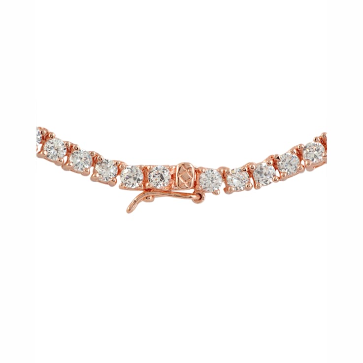 CZ Tennis Necklace In 18K Rose Gold Over Sterling Silver