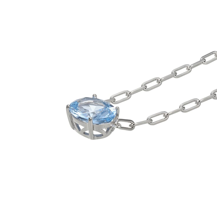 Light Blue Lab Created Spinel Rhodium Over Sterling Silver Paperclip
Necklace 2.12ctw