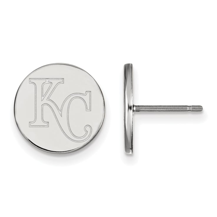 Rhodium Over Sterling Silver MLB LogoArt Kansas City Royals Post Earrings