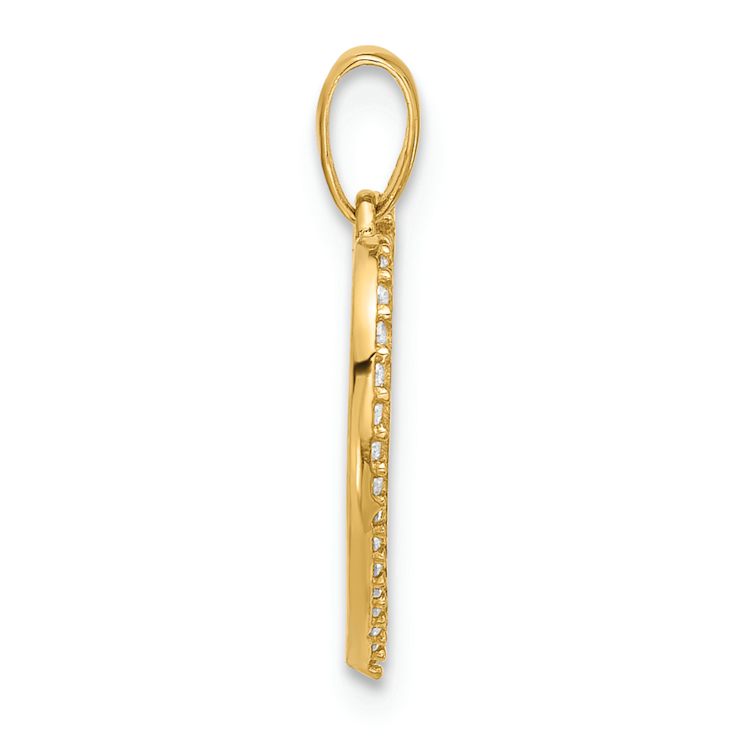 14k Yellow Gold Polished Cubic Zirconia Heart Pendant