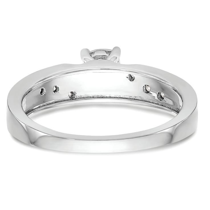 Rhodium Over 14K White Gold Diamond Trio Engagement Ring 0.13ctw