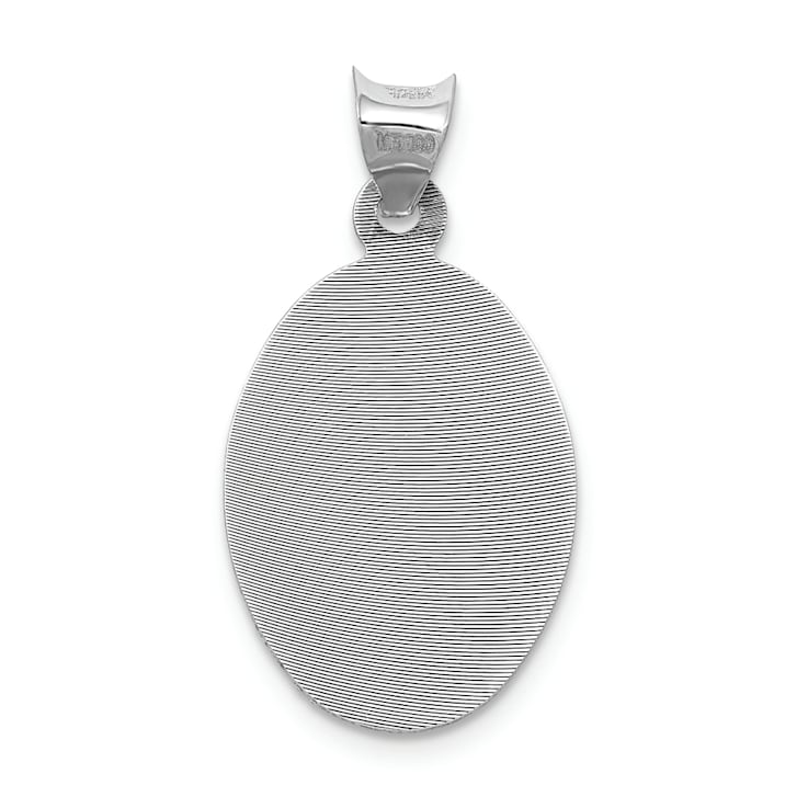 Rhodium Over 14K White Gold Our Lady of Guadalupe Semi-solid Oval Pendant
