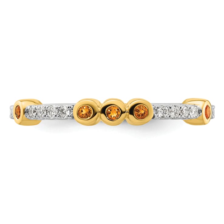 14K Yellow Gold Stackable Expressions Citrine and Diamond Ring 0.30ctw