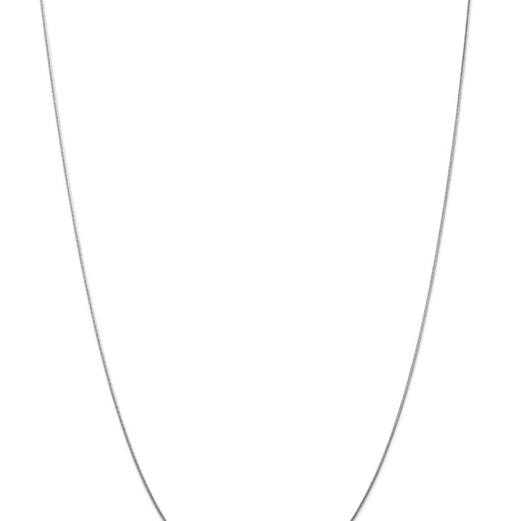 Rhodium Over 14k White Gold 0.8mm Solid Round Snake 14 Inch Chain