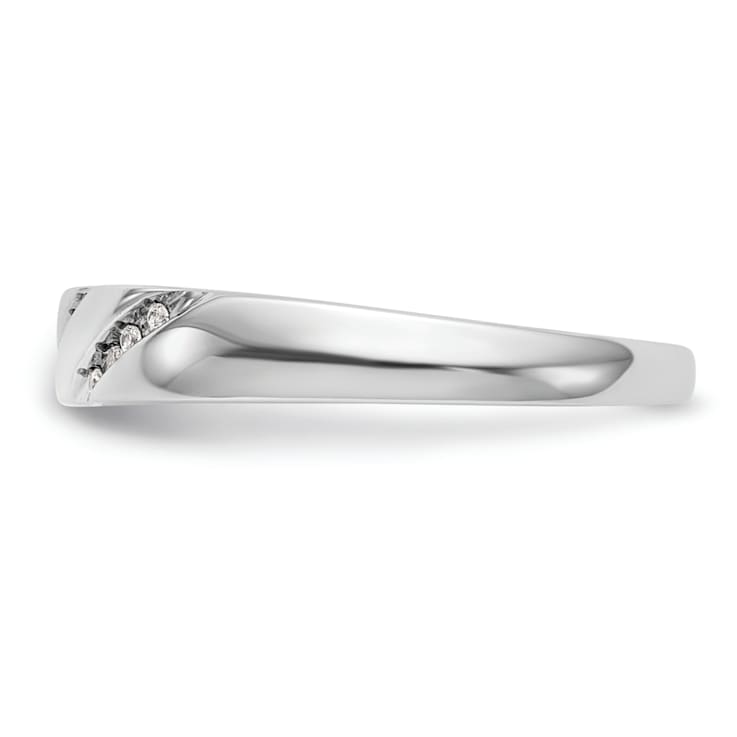 Rhodium Over 14K White Gold Diamond Trio Ladies Wedding Band 0.05ctw